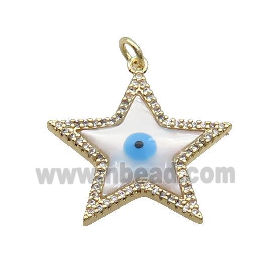 Copper Star Pendant Pave Zircon Shell Evil Eye Gold Plated