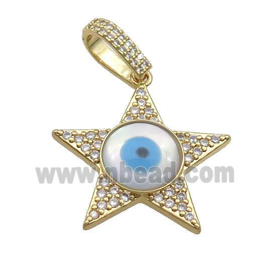 Copper Star Pendant Pave Zircon Shell Evil Eye Gold Plated