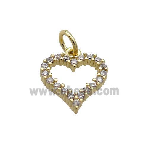 Copper Heart Pendant Pave Zircon Gold Plated