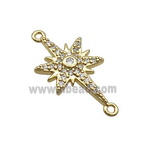 Copper Northstar Connector Pave Zircon Gold Plated