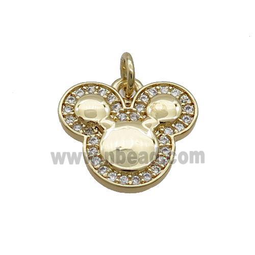 Copper Mouse Pendant Pave Zircon Gold Plated