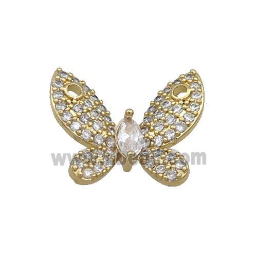 Copper Butterfly Pendant Pave Zircon 2loops Gold Plated