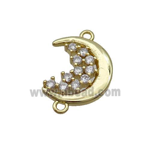 Copper Moon Connector Pave Zircon Gold Plated