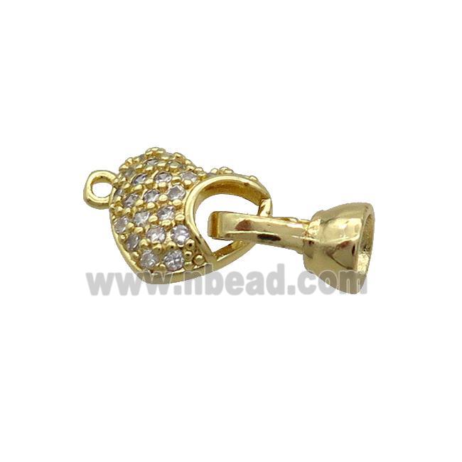 Copper Clasp Pave Zircon Heart Gold Plated