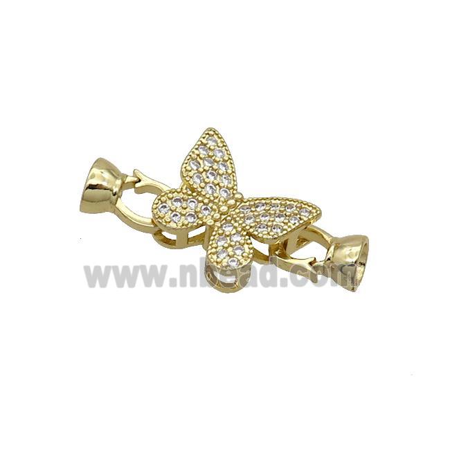 Copper Clasp Pave Zircon Butterfly Gold Plated