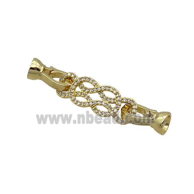 Copper Clasp Pave Zircon Knot Gold Plated