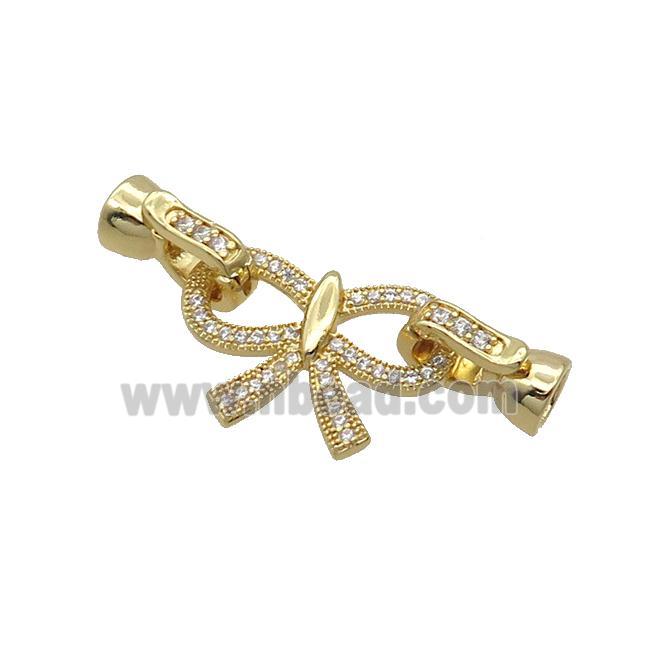 Copper Clasp Pave Zircon Bowknot Gold Plated