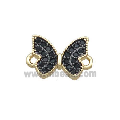 Copper Butterfly Connector Pave Zircon Gold Plated