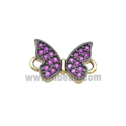 Copper Butterfly Connector Pave Zircon Gold Plated