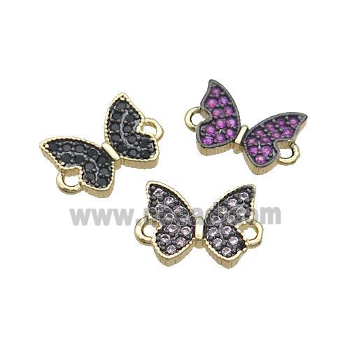 Copper Butterfly Connector Pave Zircon Gold Plated Mixed