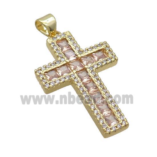 Copper Cross Pendant Pave Zircon Gold Plated