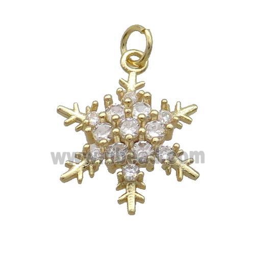 Copper Snowflake Pendant Pave Zircon Christmas Gold Plated