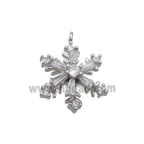 Copper Snowflake Pendant Pave Zircon Christmas Platinum Plated