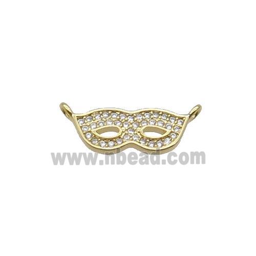 Copper Eyemask Pendant Pave Zircon 2loops Gold Plated