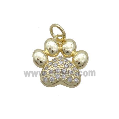 Copper Paw Pendant Pave Zircon Gold Plated