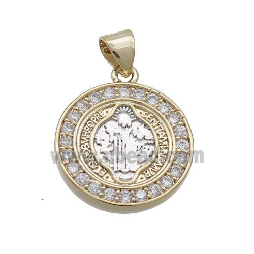 Copper Circle Pendant Pave Zircon Gold Plated