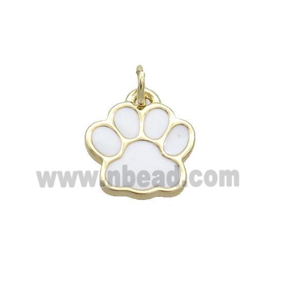 Copper Paw Pendant White Enamel Gold Plated