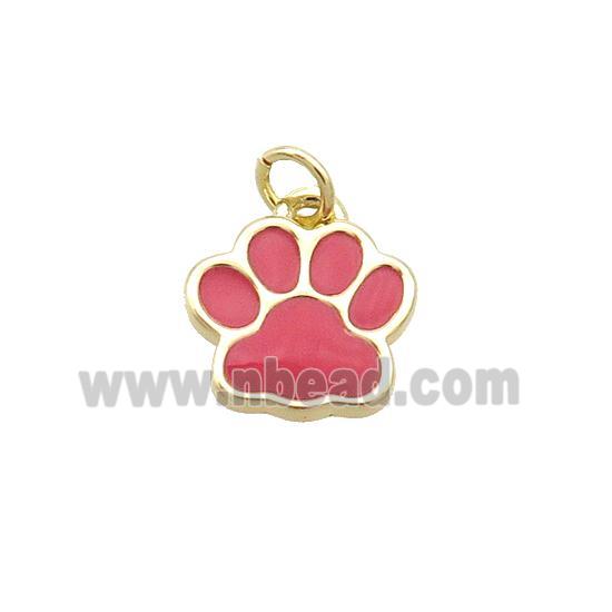 Copper Paw Pendant Red Enamel Gold Plated