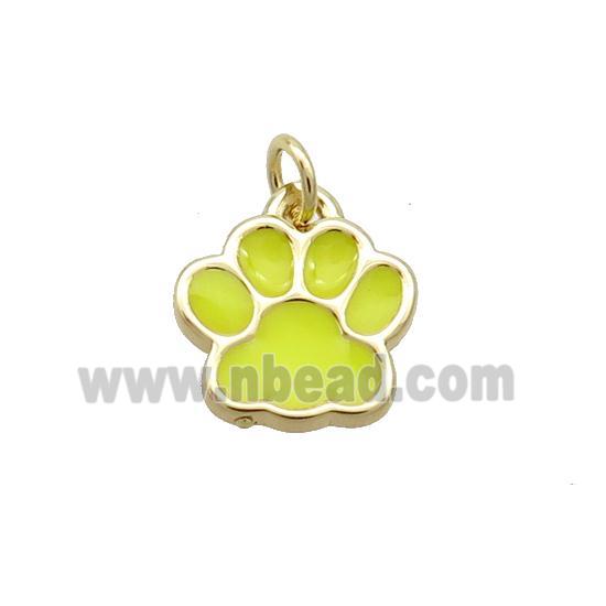 Copper Paw Pendant Yellow Enamel Gold Plated