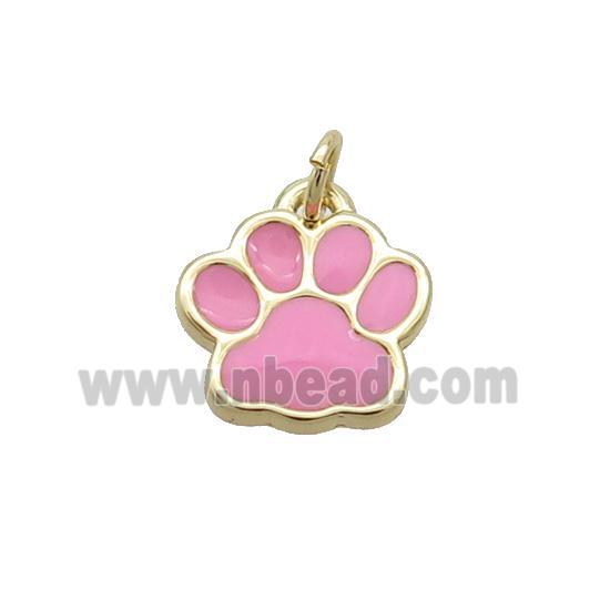 Copper Paw Pendant Pink Enamel Gold Plated