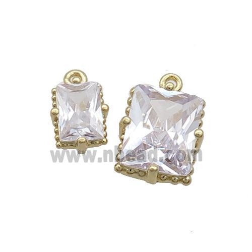 Copper Rectangle Pendant Pave Crystal Glass Gold Plated