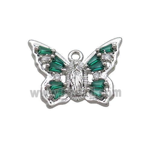 Copper Butterfly Pendant Pave Crystal Glass Platinum Plated