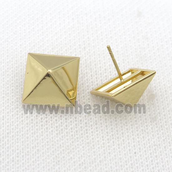 Copper Pyramid Stud Earring Gold Plated