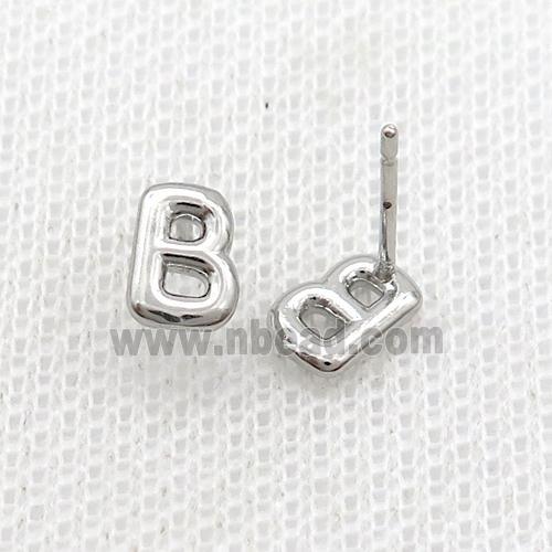 Copper Stud Earring B-Letter Platinum Plated
