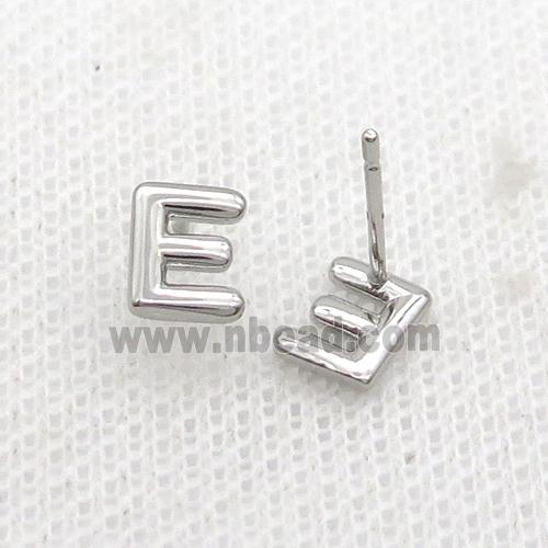 Copper Stud Earring E-Letter Platinum Plated