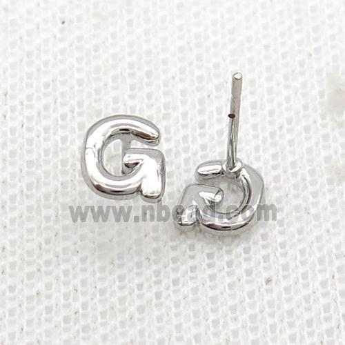 Copper Stud Earring G-Letter Platinum Plated