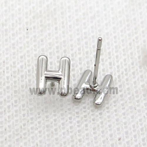 Copper Stud Earring H-Letter Platinum Plated