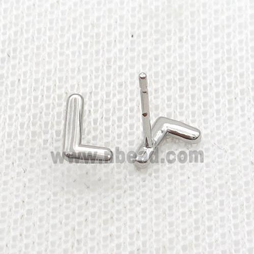 Copper Stud Earring L-Letter Platinum Plated