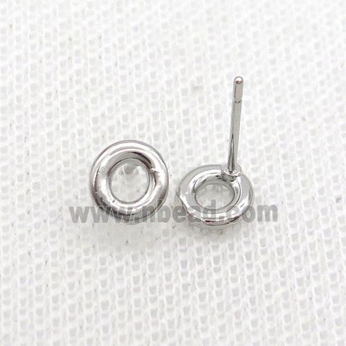 Copper Stud Earring O-Letter Platinum Plated