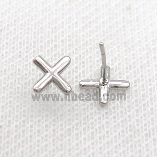 Copper Stud Earring X-Letter Platinum Plated