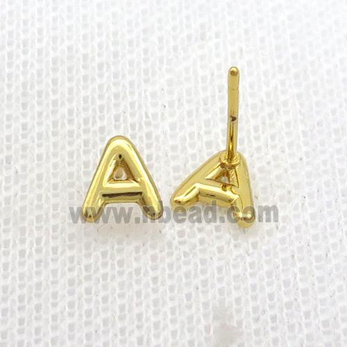 Copper Stud Earring A-Letter Gold Plated