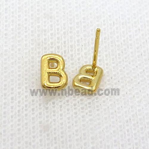 Copper Stud Earring B-Letter Gold Plated