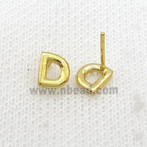 Copper Stud Earring D-Letter Gold Plated