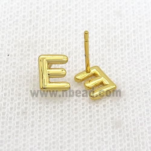 Copper Stud Earring E-Letter Gold Plated