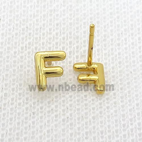 Copper Stud Earring F-Letter Gold Plated
