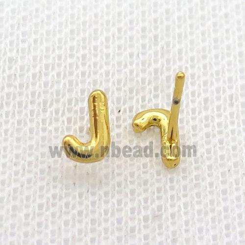 Copper Stud Earring J-Letter Gold Plated