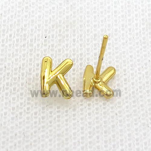 Copper Stud Earring K-Letter Gold Plated
