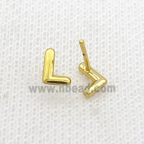 Copper Stud Earring L-Letter Gold Plated