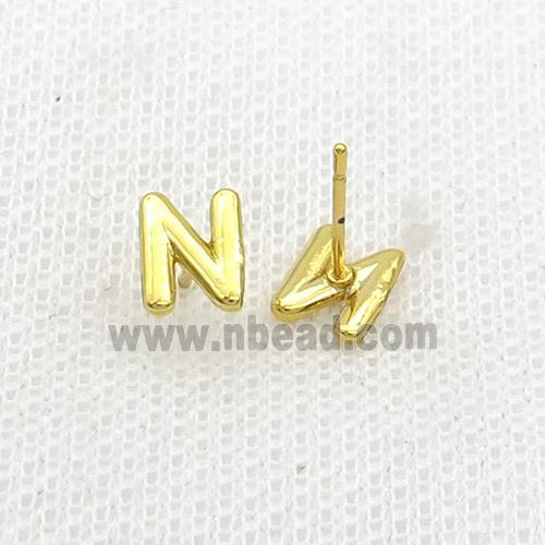 Copper Stud Earring N-Letter Gold Plated