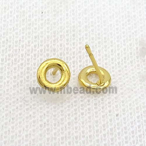 Copper Stud Earring O-Letter Gold Plated