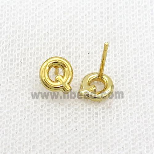 Copper Stud Earring Q-Letter Gold Plated