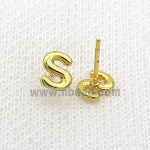 Copper Stud Earring S-Letter Gold Plated