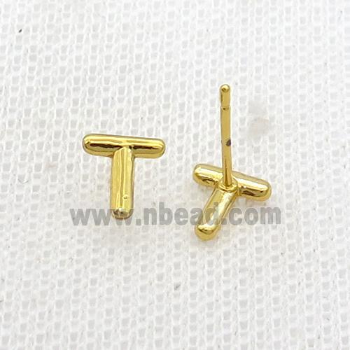 Copper Stud Earring T-Letter Gold Plated