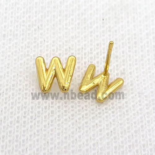 Copper Stud Earring W-Letter Gold Plated