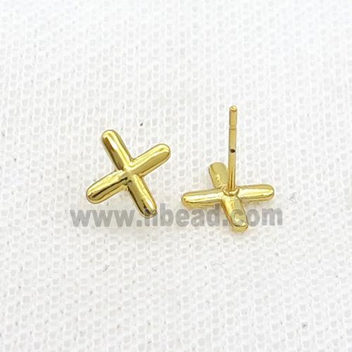 Copper Stud Earring X-Letter Gold Plated