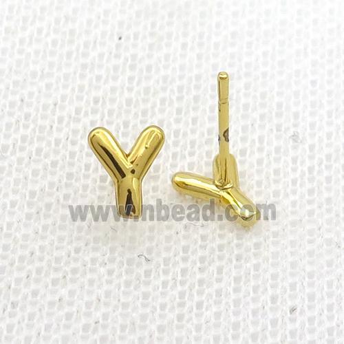 Copper Stud Earring Y-Letter Gold Plated